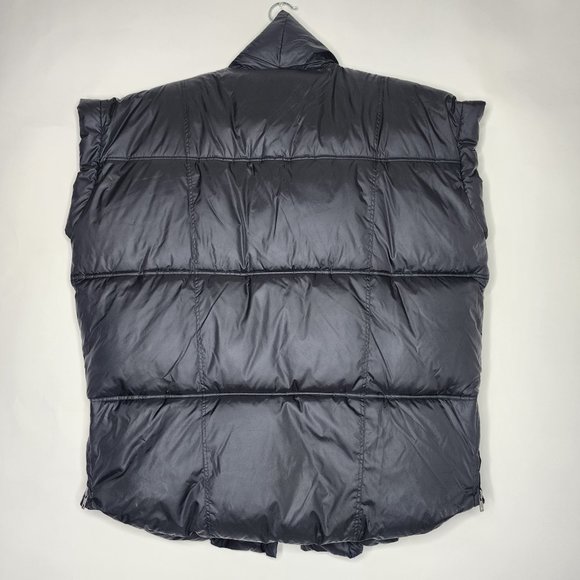 FRAME Womens Puffer Vest Jacket Sleeveless Oversized Shoulders Wide Pad Black S - Picture 10 of 13